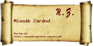 Missák Zaránd névjegykártya